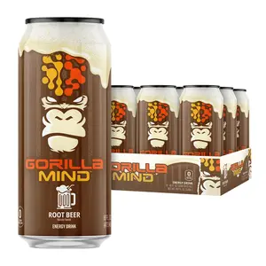 Gorilla Mind Energy Drink - Sugar Free Energy Drink - Gluten & GMO Free - 200mgs Caffeine with Nootropics - (Case of 12)