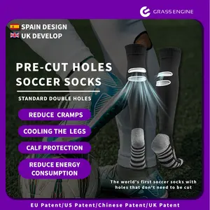 Adult Soccer Socks Men and Women, Pre Cut Breathable Hole Football Socks, Anti Slip Knee High Athletic