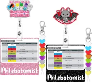 8 count Phlebotomist Nurse Accessories Set Order of  Draw Beads with Reference Card Nurse Badge Reel Holder Phlebotomist Card Holder ID Name  Tags for RN Graduation