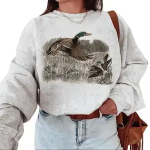 Mallard Duck Vintage Crewneck Sweatshirt - National Hunting Day Retro Hunting Season – Unisex Cotton Apparel Fathersdaygift Womenswear - KitchenEra