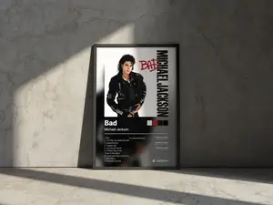 [ MICHAEL JACKSON  - UNFRAMED POSTER ] Bad Michael Jackson Album Cover Personalized Music Print, Custom Artist Album , Unique Fan Gift