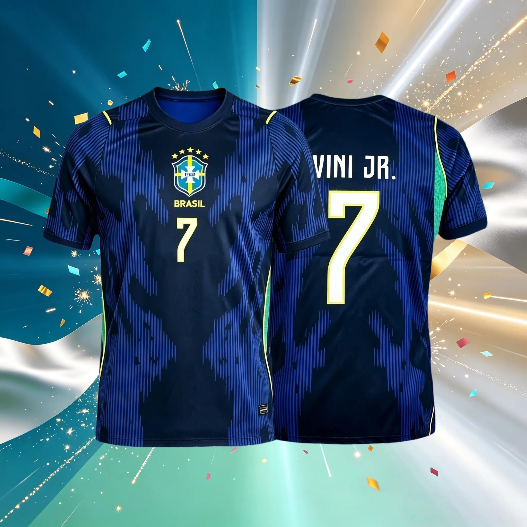 2026 Brazil National Home And Away Yellow And Blue Neymar Vini Raphinha Short Sleeve Soccer Jersey Fans Version