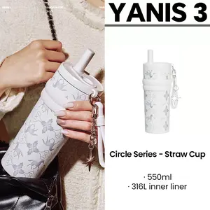 YANIS 3 Large-capacity Outdoor High-visibility Style Ladies and Gentlemen Universal Fashionable Picnic Insulated Cup-C003 Drinkware Flasks 550ml 316L Inner Liner Portable Tumbler Mug Bottles Bottled C003-White Water Bottles