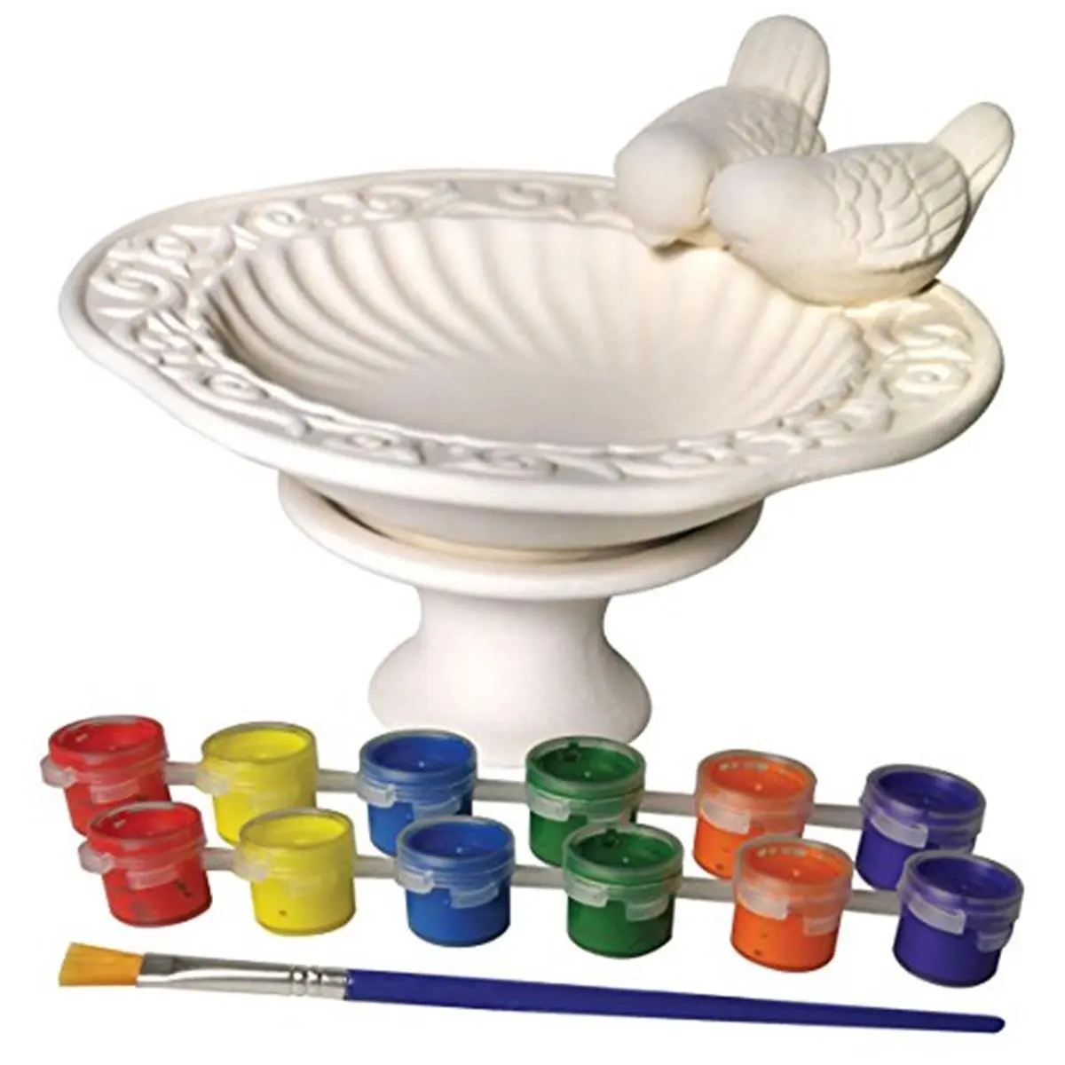 212 MAIN Paint-Your-Own Ceramic Bird Bath Craft Kit, Custom Paint DIY Arts Project for Creative Craft Enthusiasts