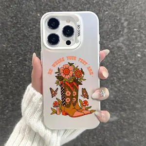 Boots and Nature Lover Pattern Shockproof Phone Case for iPhone 7 8 X Xsmax 11 12 13 14 15 16 Pro Max Plus Protecitved Cover Affordable Anti-Fall Girl