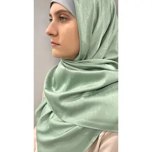 Square Satin Silk Hijab - Light Green