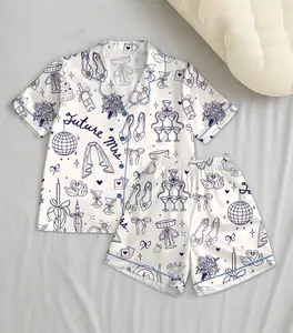 Future Mrs Pajamas Set, Wedding Pjs, Summer Bride Satin Sleepwear, Vacation Mode Bridal Party Gift