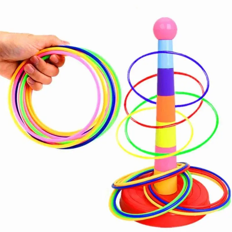 Unisex Plastic Kids Stacking Cup & Ring Toss Game Kit, >3 Years Outdoor Parent-Child Family Party Classic Novelty Stress Relief Toys Set