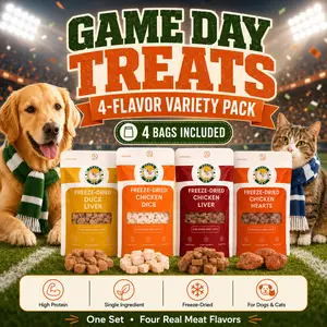 Peach Pet Freeze-Dried Cat Crunchy Treats Variety Pack - 4-Pack, 3.5oz, High Protein Snacks with Real Meat Lean Cuts Variety Mix