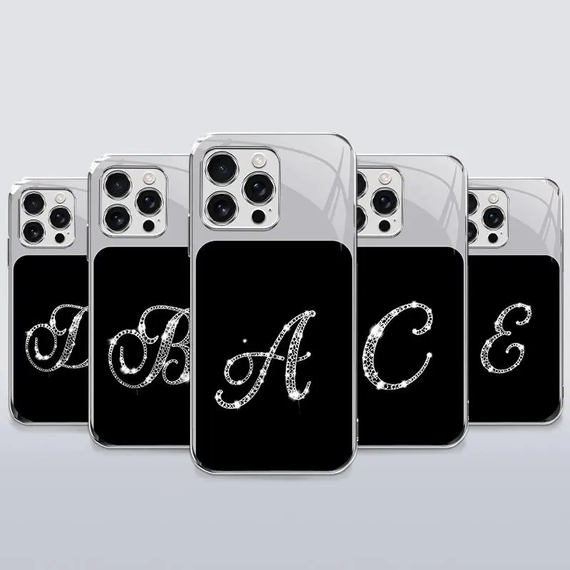 Luxury Initial Mirror Phone Case for iPhone 16 Pro - Electroplated Glass, Shockproof, Anti-Scratch, Bling Monogram Protective Mobile Phone Accessory -JS996, Accessories