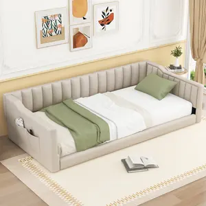 Twin XL/ Full XLSize Upholstery Daybed and Side Storage pocket