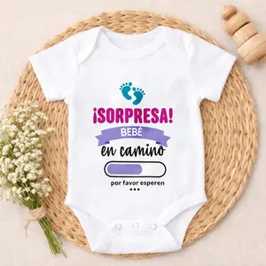 Baby Bodysuit Surprise Baby On The Way Print 100% Pure Cotton Non-Irritating Snap Closure Breathable Perfect For Gifting & Everyday