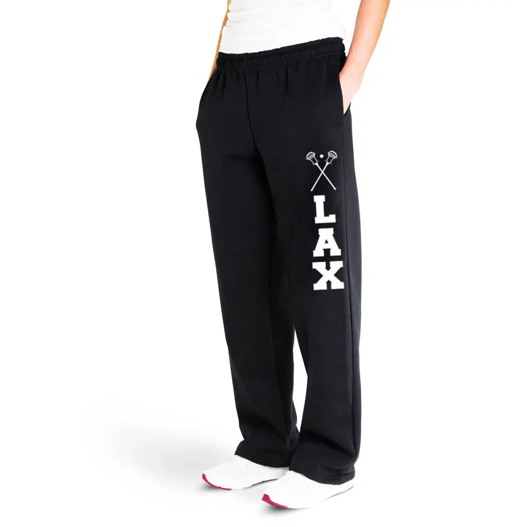Boys' Fleece Sports Sweatpants - Lacrosse Crossed Sticks Graphic, Casual Bottoms for Teens