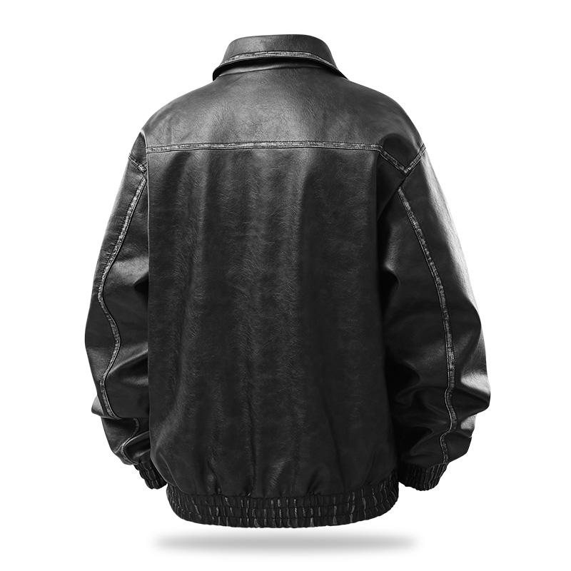 Motorcycle Riding Retro Leather Jacket Men's Spring & Autumn Fashion Streetwear Outdoor Windproof Waterproof coat