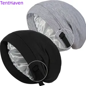 2 Pcs Lined Sleep Cap Bonnet for Curly Hair And Braids, Stay On All Night Wrap with Adjustable Strap for Women And Men