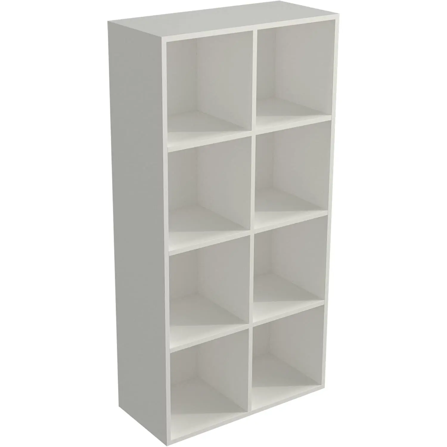 8-Cube Storage Shelf Bookcase - Wooden 4-Tier Floor Standing Open Bookshelf, Modern TV Stand up to 55 Inchs for Home and Office, Warm White
