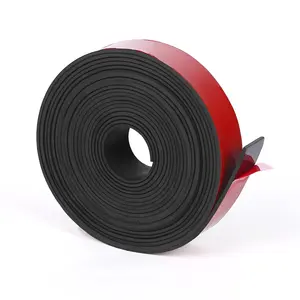 Adhesive Solid Rubber Strips, 1" Wide x 1/16" Thick x 180" Long Self Stick Black Neoprene Rubber Rolls  for DIY Insulation Cushion Gasket, Sealing, Liner, Weather Striping