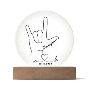 ASL I Love You Infinity Acrylic Plaque | Personalized LED Nightlight With Name | Special Gift for Deaf CODA or Sign Language Interpreter