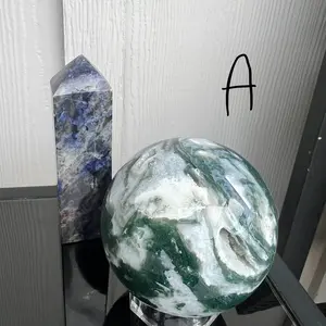 Moss Agate Sphere and Sodalite Tower Sets