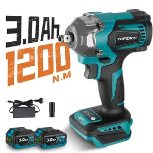 Yofidra 1200N.M Torque Brushless Electric Impact Wrench 1/2 Inch Cordless Screwdriver for Makita 18V Battery Hardware with Heavy Duty Handle Portable Power Tools