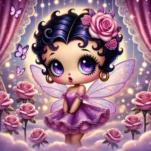 5D DIY Full Drill Round Diamond Painting - Diamond Art Painting Kit, Fairy, Princess, Rose Mosaic, Canvas - DIY Decorative Painting, Home Wall Decor, Suitable for Halloween and Christmas, Birthday and Anniversary Gifts