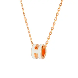 Pre-owned Hermès Pop Necklace Mini in White Rose Gold JLP019147 Joyce
