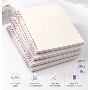 Detachable Loose-Leaf Notebook, 180° Flat Lay No-Bleed Thick Paper, Waterproof PP Cover, 360° Foldable Journal for Students & Office (A5/B5)
