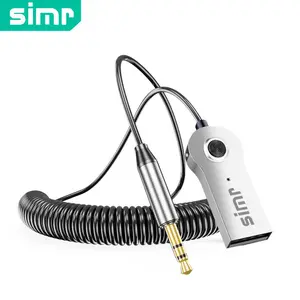 simr Metal Alloy Car Aux Receiver Adapter Built In Cable 3.5mm Audio Receiver Car Wireless Receiver USB For Car Home Audio With MIC Handsfree Calls Wireless simr US1