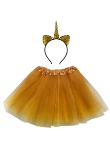 Adult Gold Unicorn Costume - Tutu Skirt & Flip Sequin Headband Horn Set for Adult or Plus Size
