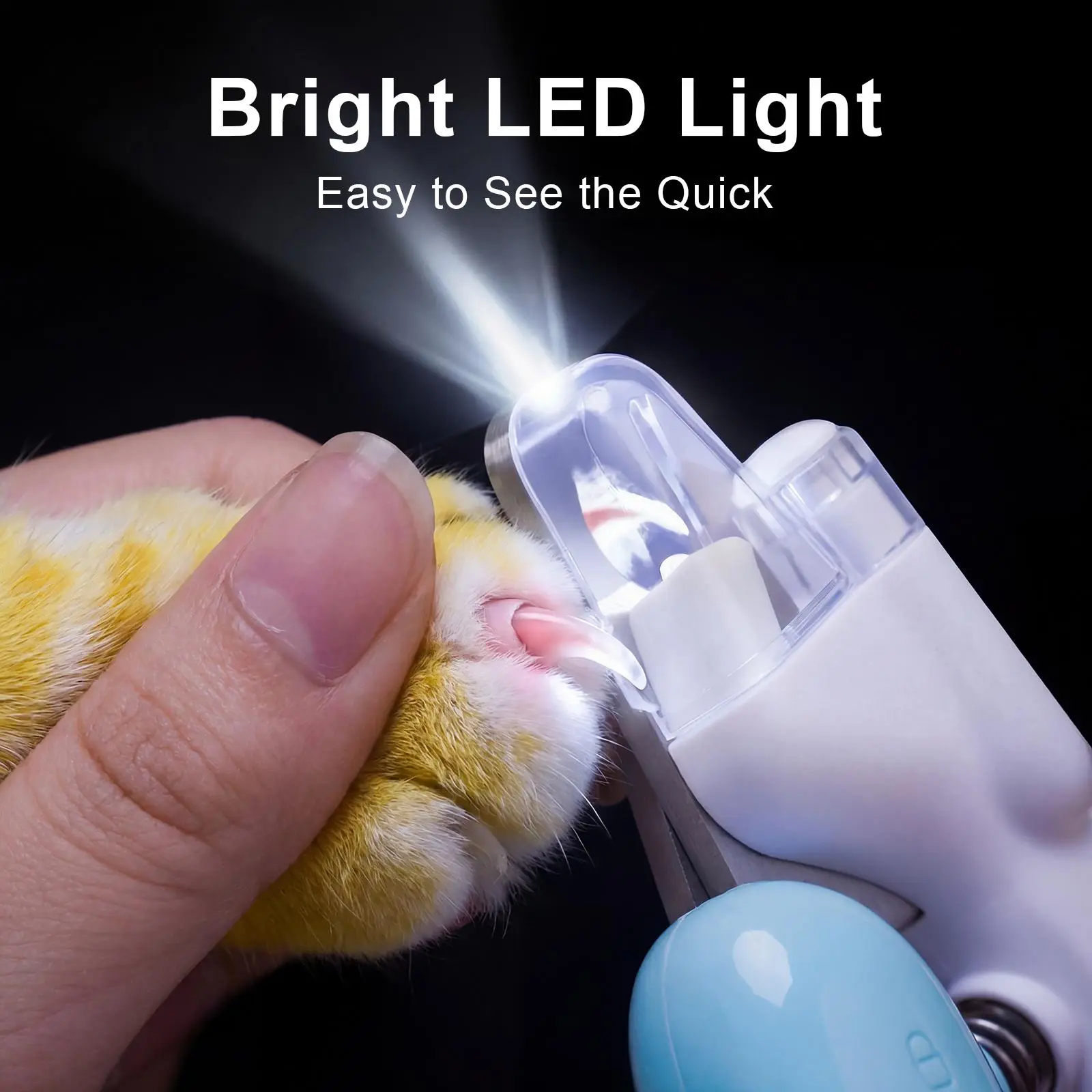 Professional Pet Nail Clipper with LED Light, Dog Cat Claw Trimmer with Safety Guard, Sharp Stainless Steel Scissors for Puppy Kitten Rabbit Toenail Grooming