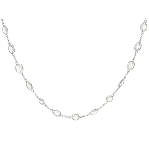 JTV White Topaz Rhodium Over Sterling Silver Necklace 10.30ctw