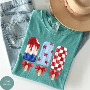 Comfort Color Ice Cream Tshirt, 4th of July Popsicle Shirt, Patriotic Summer Tee, Red White Blue Graphic Shirt, American Independence Day Shirt, USA Holiday Outfit, Cute Patriotic Tee