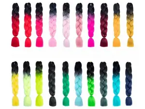 Synthetic High-Temperature Fiber Dreadlock Wig - American-Style, 2-Tone Colorful Large Braid African Hair Extension