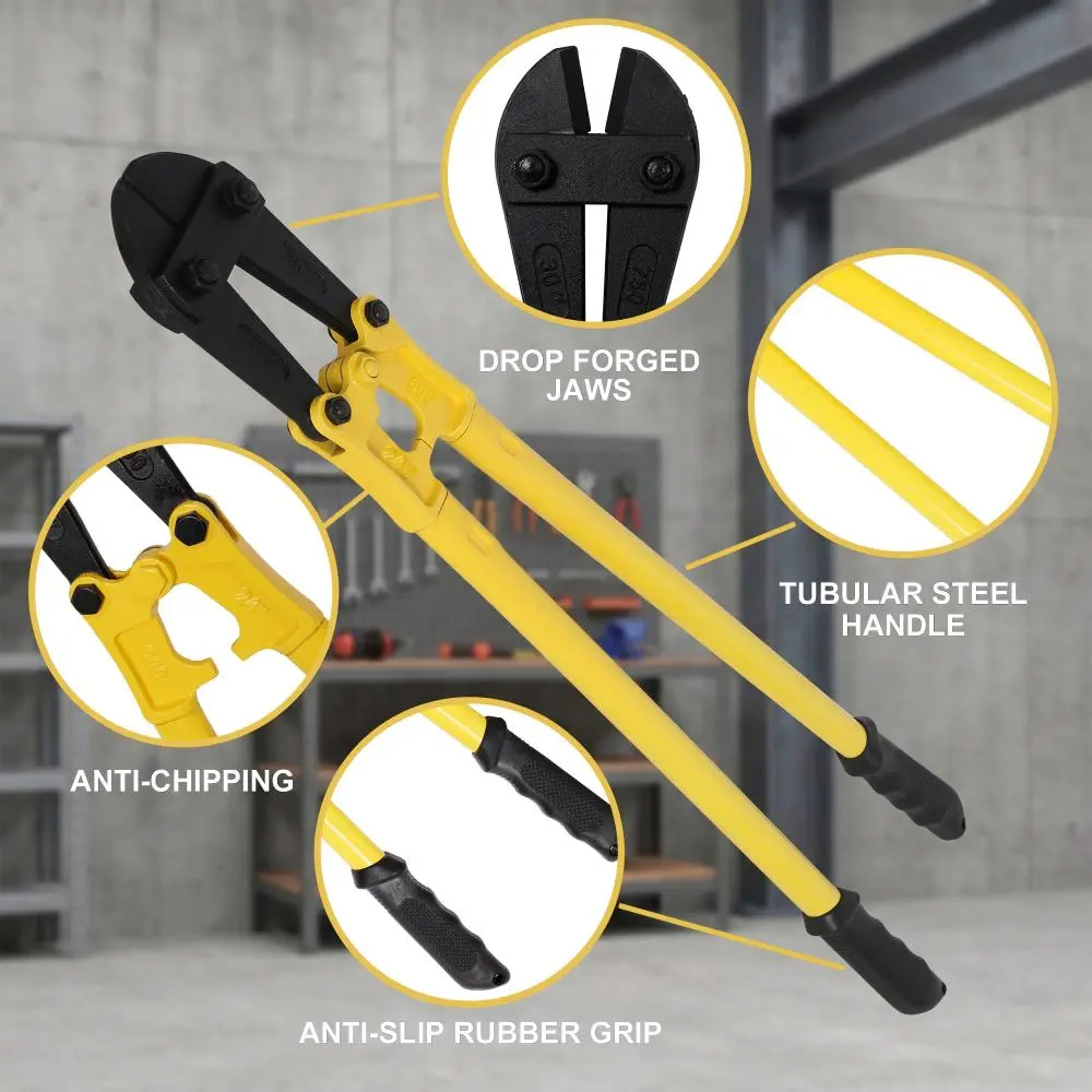 24 Inch Heavy Duty Medium Bolt Cutter, Ergonomic Soft Rubber Grip Bolt Cutters for Fence, Steel Wire, Chain, Screws, Rivets & Medium Padlocks