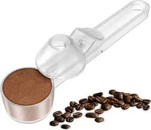 Coffee Scoop & Funnel for Reusable K Cup Refillable Coffee Pods, Coffee Measuring Spoon 2 Tablespoon Capacity, Scoop with Funnel for Ground Coffee, Protein Powder, Tea (Clear, 1 Pack)