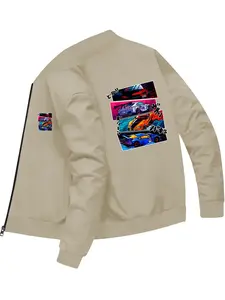 Trendy Racing Car Pattern Printed Men's Jacket for Daily Wear Casual Fashion Outerwear Top