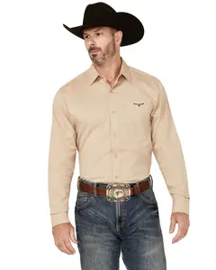 Kimes Ranch Men's Team Solid Long Sleeve Button-Down Performance Western Shirt - Mds0000064-Kha