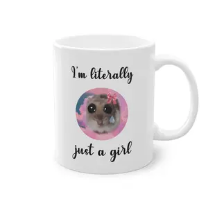 sad hamster i'm literally just a girl, sad hamster mug, hamster mug, sad hamster meme, funny mug, tiktok meme, mug gift, coffee mug, gift