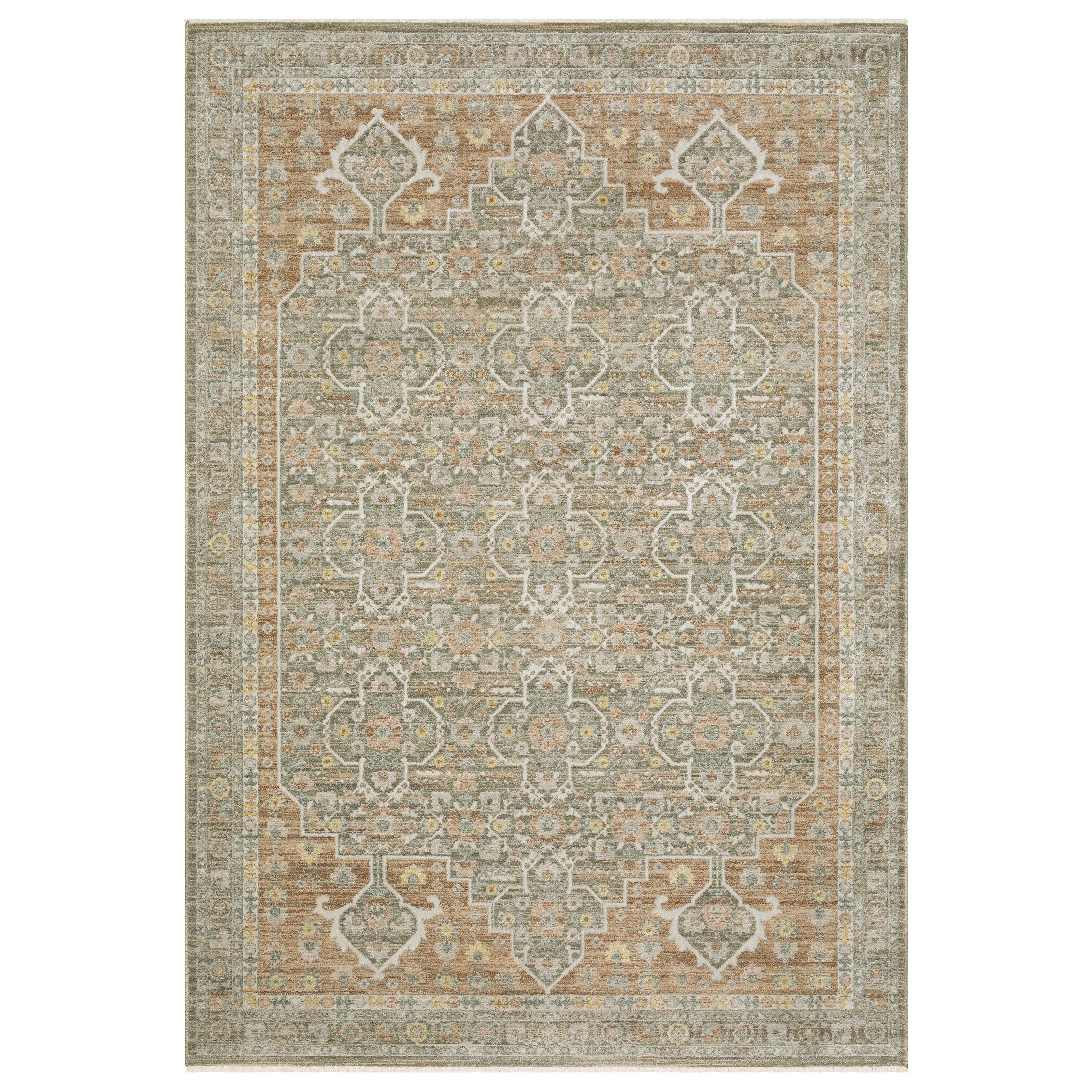 Oriental Weavers Keaton KEA01 Rust Green Traditional Machine-Woven Rug