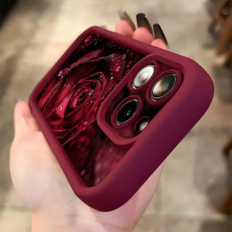 Noble Rain Rose Print Flower Cellphone Case - Multi Models Fit Protection Cover for iPhone 17,16,15,14,13,12,11 Pro Max Plus,X,XR,XS Max, Mobile Phone Accessories