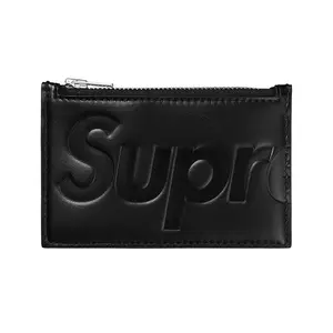 Leather Zip Card Holder "FW25 - Black" SU27093