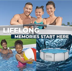 Bestway Steel Pro MAX 10 Feetx30 Inches Round Above Ground Outdoor Swimming Pool with Pump