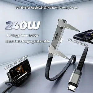 240W data cable holder with braided fast charging cable. Suitable for Huawei, Honor, Apple,Android，1.2 meters Cable