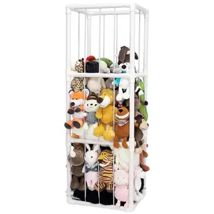 Stuffed Animal Storage, Stuffed Animal Zoo, Toy Organizer and Storage with Elastic String, Stuffed Animal Organizer and Holder with Wheels Playroom, Bedroom, Nursery