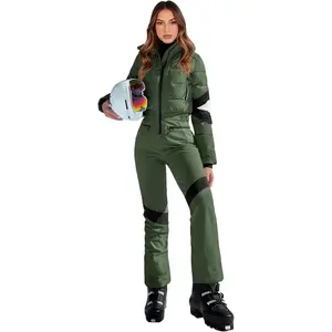 Yousify Womens Onesie Ski Suit Winter Outdoor Sports Warm Waterproof Snowsuit Color Block Jumpsuits Snow Jackets