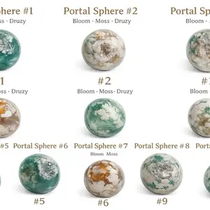 Noir Vault Portal Spheres Flower Agate Moss Agate Ocean Jasper Druzy Crystal Cavities Madagascar Stone Hand-polished Luxury Collectors' Items