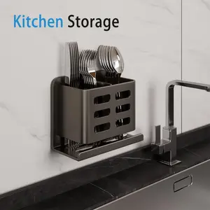 [Grey non-drilled wall-mounted] Multi-functional storage rack for bathroom vanity, Toothbrush holders for bathrooms. Hairbrush, toothbrush, and razor storage box.