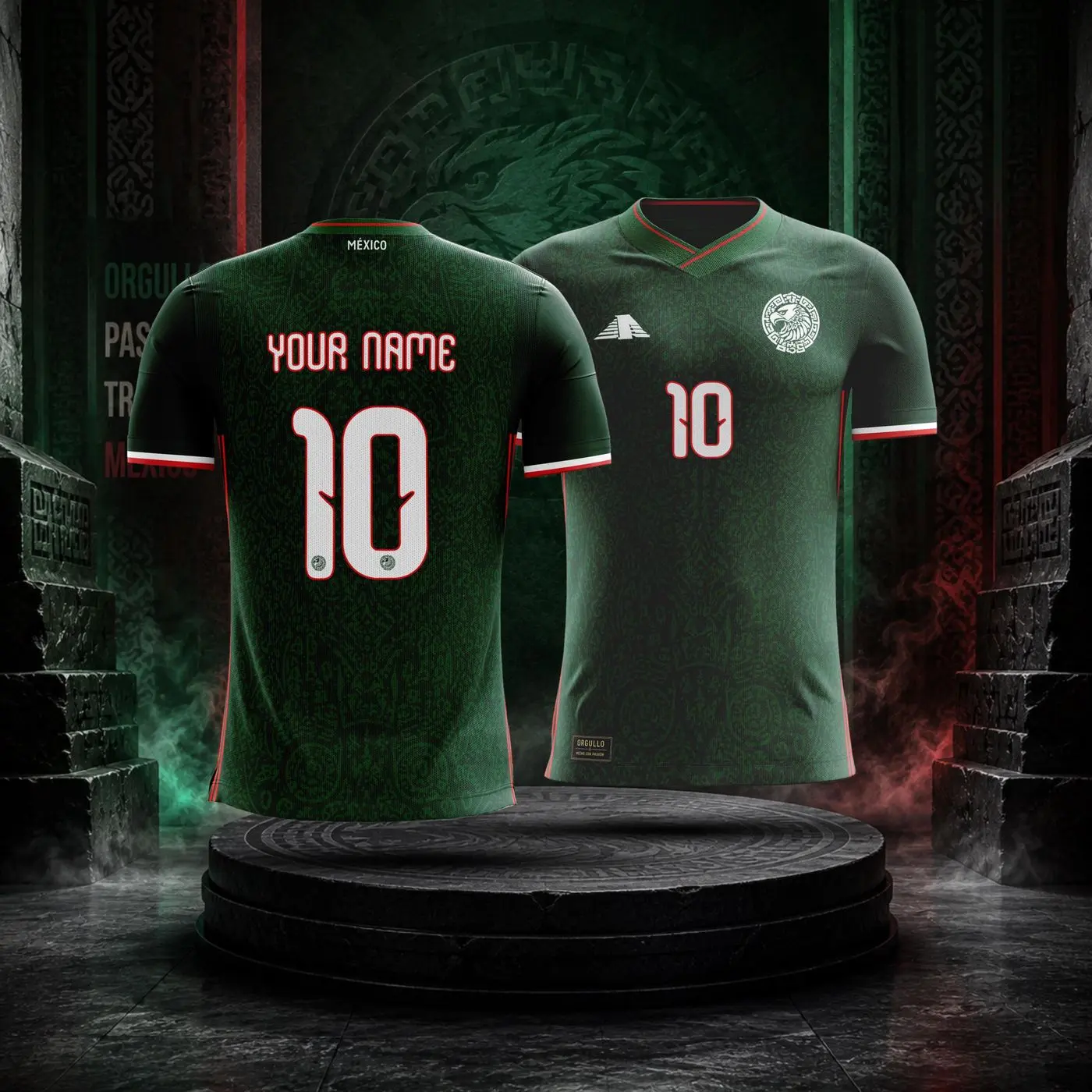 Mexico Inspired Soccer Jersey | Custom Name & Number | Personalized Football Shirt | Mexican Futbol Fan Gift | Green Soccer Kit