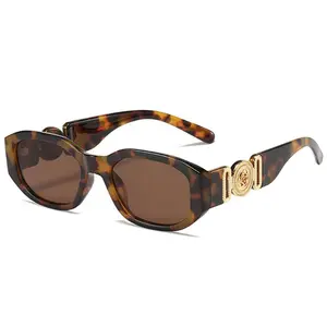 Summer Y2K Sun Glasses Irregular Sunglasses with Metal Rose Design Vintage Shades UV Protection Women Men Thick Frame Glasses