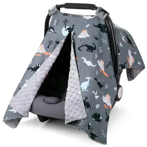 Car Seat Cover Baby, Carseat Covers Baby Boy, Minky Infant Car Seat Cover Winter, Peekaboo Opening Car Seat Canopy, Multi-use Baby Carrier, Stroller, Nursing Cover, Minky Blanket, Dinosaur